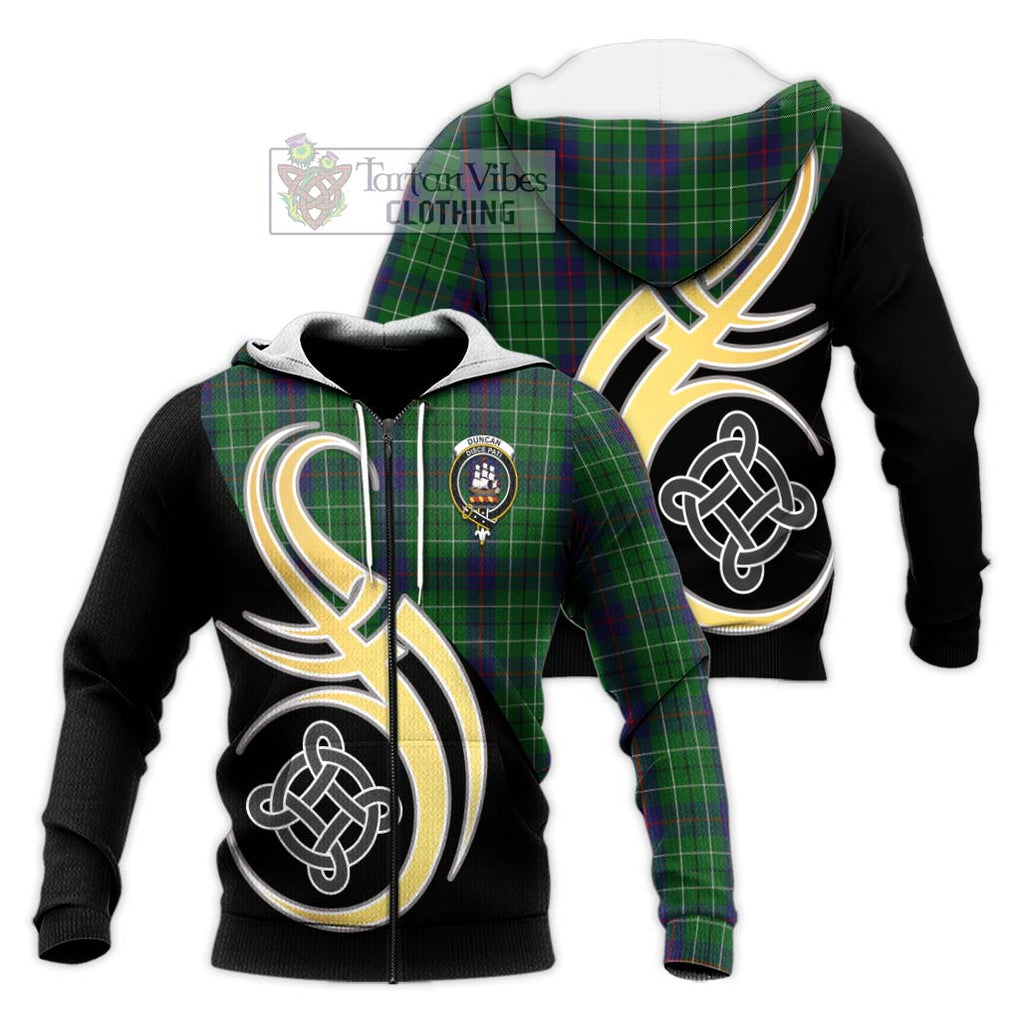 Duncan Tartan Knitted Hoodie with Family Crest and Celtic Symbol Style Unisex Knitted Zip Hoodie - Tartan Vibes Clothing