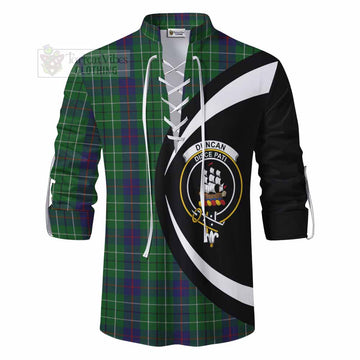 Duncan Tartan Ghillie Kilt Shirt with Family Crest Circle Style