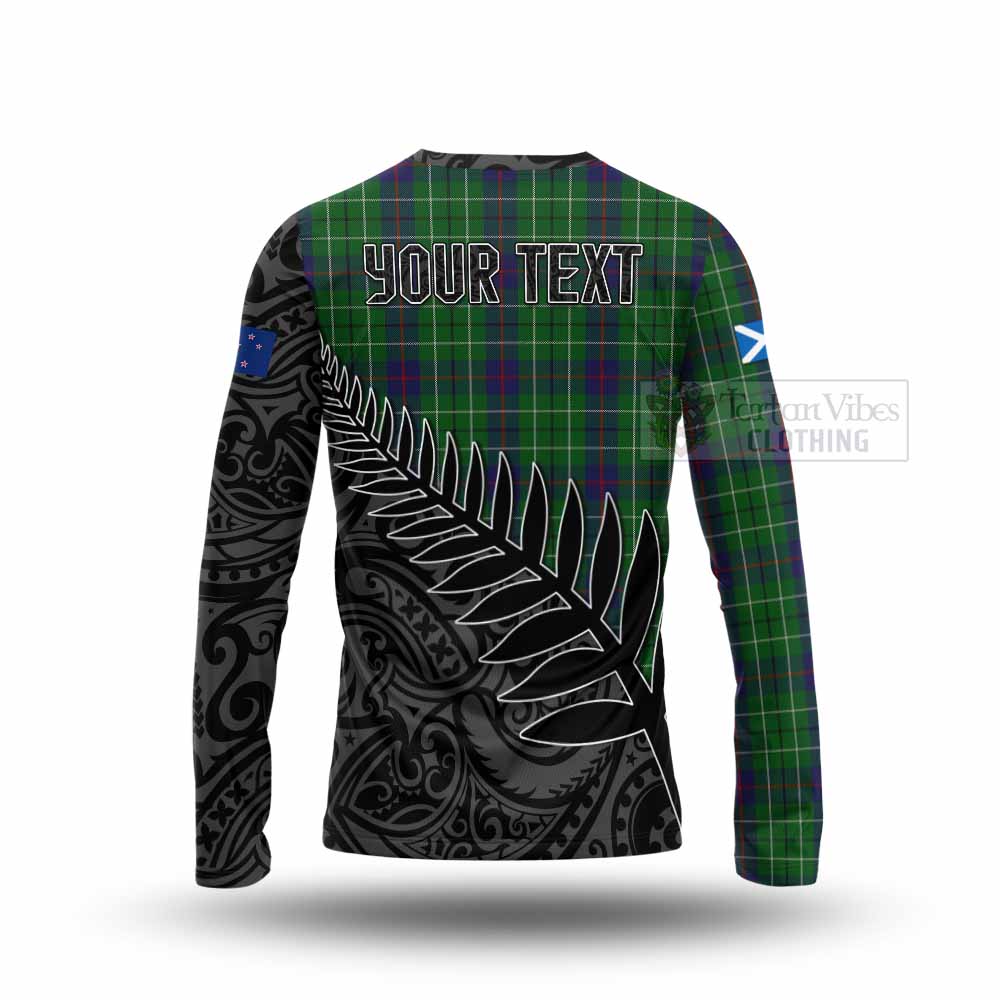 Tartan Vibes Clothing Duncan Crest Tartan Long Sleeve T-Shirt with New Zealand Silver Fern Half Style