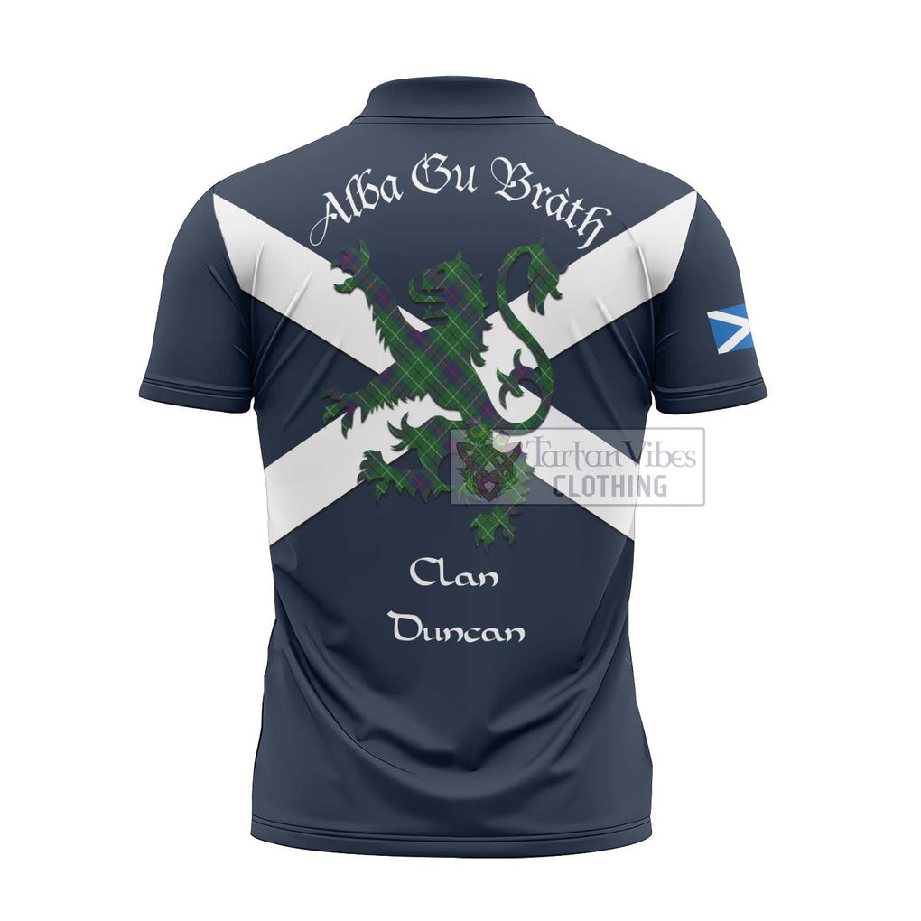 Tartan Vibes Clothing Duncan Tartan Lion Rampant Zipper Polo Shirt – Proudly Display Your Heritage with Alba Gu Brath and Clan Name