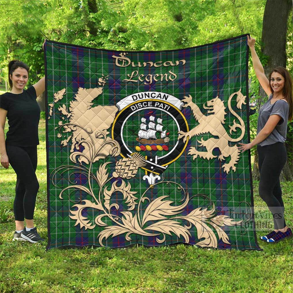 Tartan Vibes Clothing Duncan Tartan Quilt with Family Crest and Scottish Symbol Style