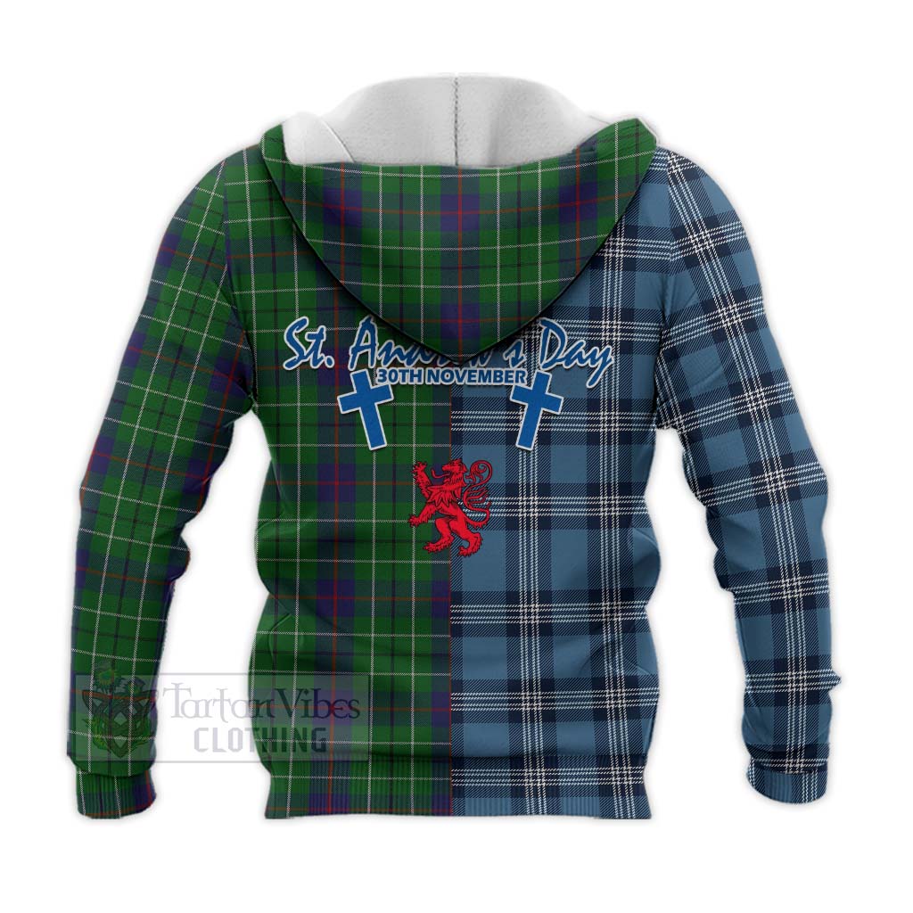 Tartan Vibes Clothing Duncan Tartan Knitted Hoodie Happy St. Andrew's Day Half Tartan Style