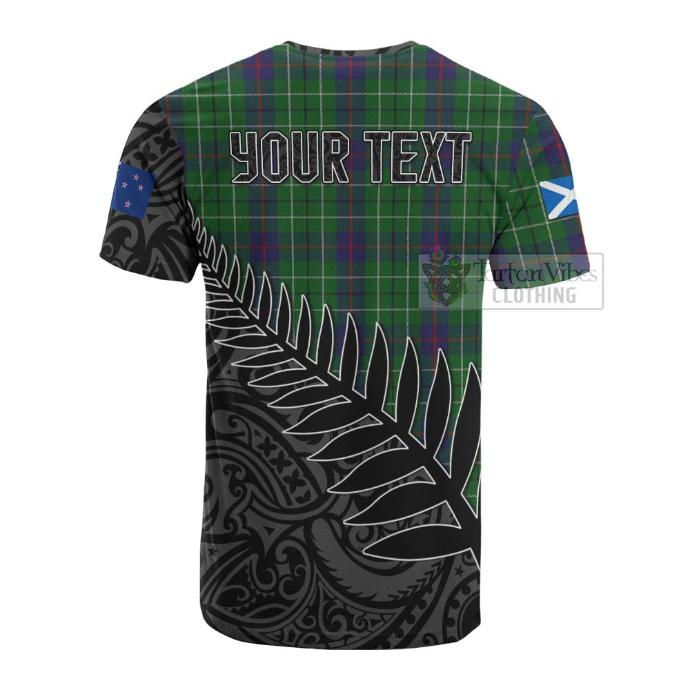 Tartan Vibes Clothing Duncan Crest Tartan Cotton T-shirt with New Zealand Silver Fern Half Style