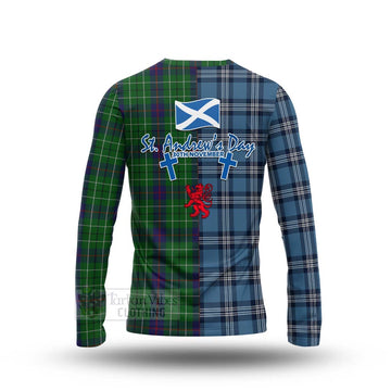 Duncan Tartan Long Sleeve T-Shirt Happy St. Andrew's Day Half Tartan Style