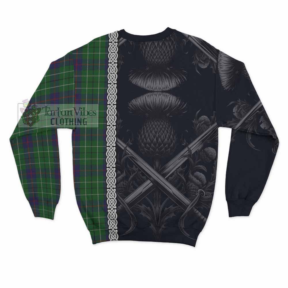 Tartan Vibes Clothing Duncan Tartan Sweatshirt with Family Crest Cross Sword Thistle Celtic Vibes