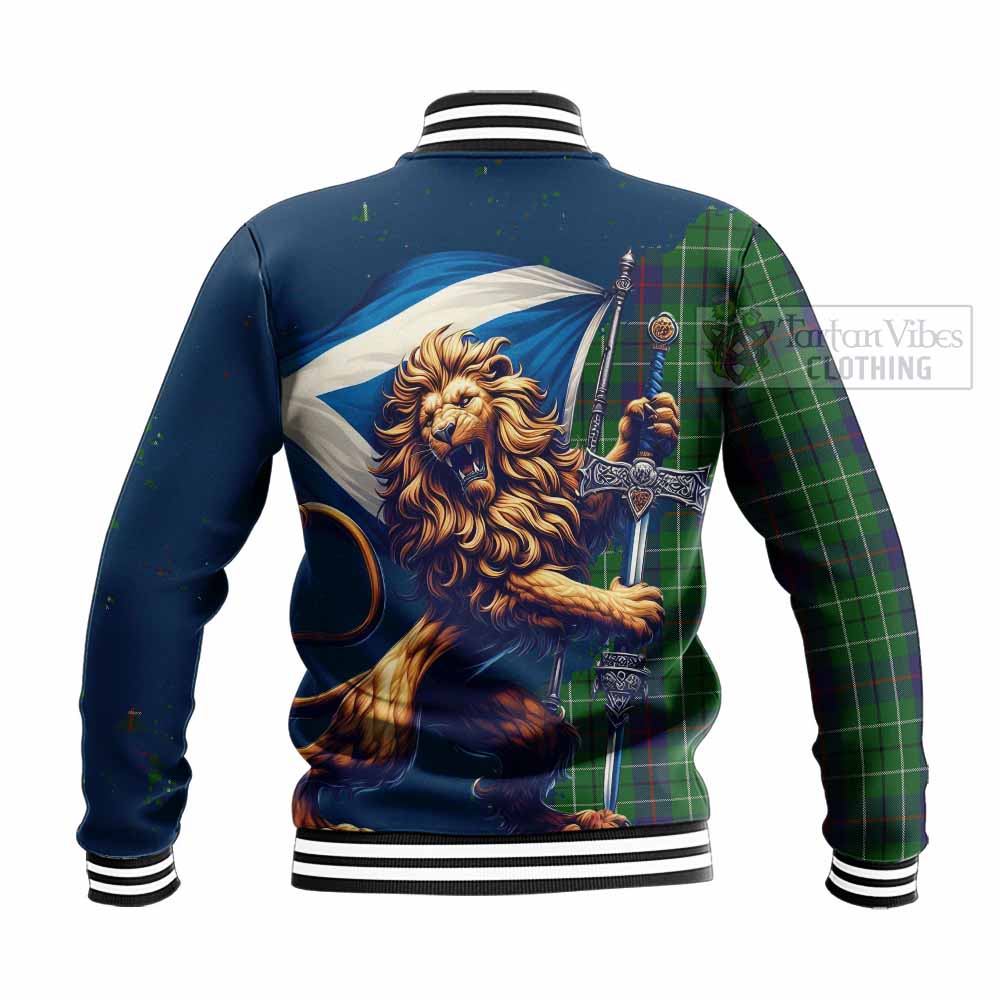 Tartan Vibes Clothing Duncan Tartan Family Crest Baseball Jacket with Scottish Majestic Lion