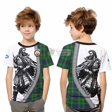 Duncan Tartan Clan Crest Kid T-Shirt with Highlander Warrior Celtic Style