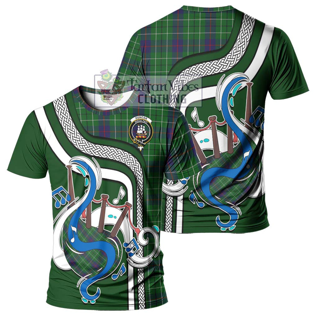 Duncan Tartan T-Shirt with Epic Bagpipe Style - Tartanvibesclothing Shop