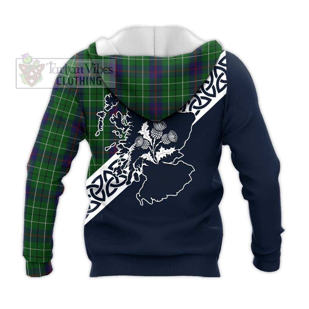 Tartan Vibes Clothing Duncan Tartan Knitted Hoodie Featuring Thistle and Scotland Map