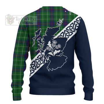 Duncan Tartan Ugly Sweater Featuring Thistle and Scotland Map