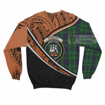 Duncan Crest Tartan Sweatshirt with Polynesian Vibes Style - Orange Version