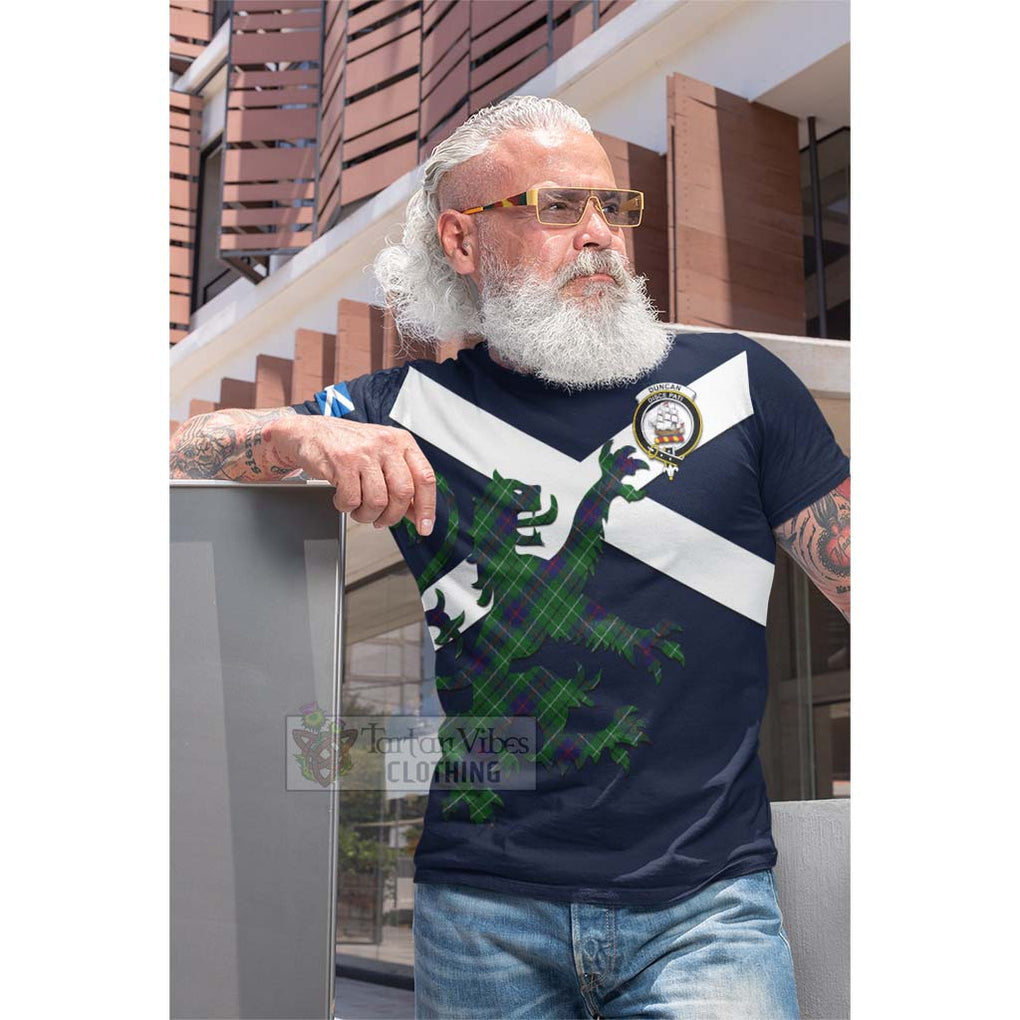 Tartan Vibes Clothing Duncan Tartan Lion Rampant Cotton T-shirt – Proudly Display Your Heritage with Alba Gu Brath and Clan Name