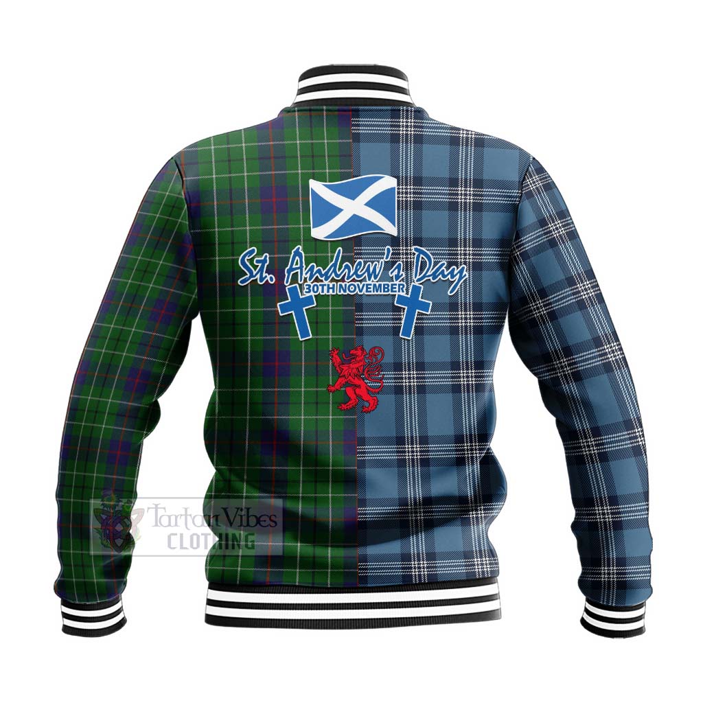 Tartan Vibes Clothing Duncan Tartan Baseball Jacket Happy St. Andrew's Day Half Tartan Style