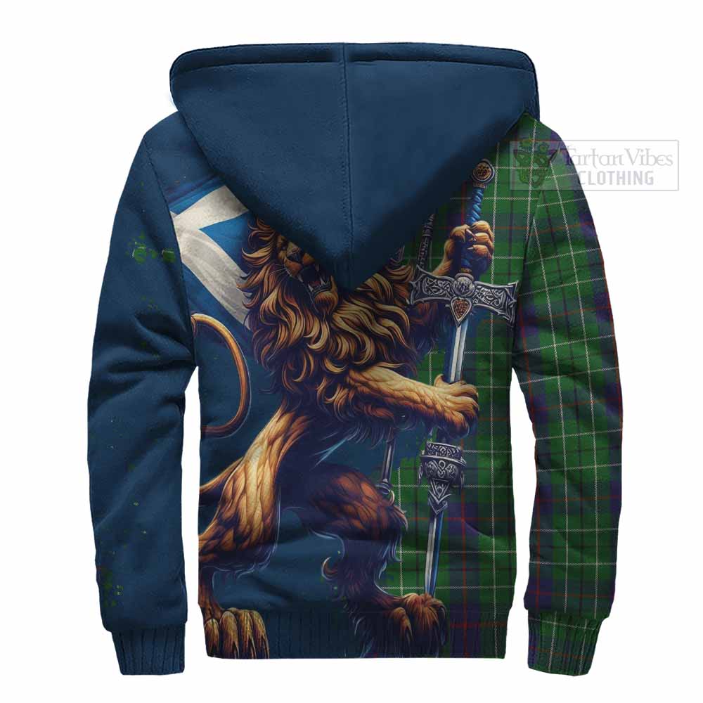 Tartan Vibes Clothing Duncan Tartan Family Crest Sherpa Hoodie with Scottish Majestic Lion