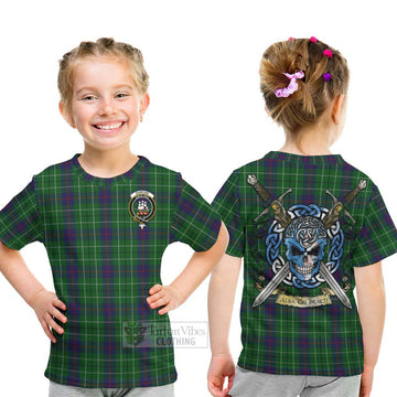 Duncan Tartan Kid T-Shirt with Family Crest Celtic Skull Style