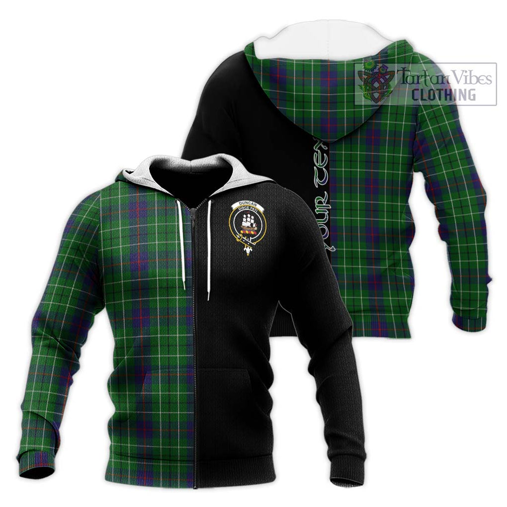 Duncan Tartan Knitted Hoodie with Family Crest and Half Of Me Style Unisex Knitted Zip Hoodie - Tartanvibesclothing Shop