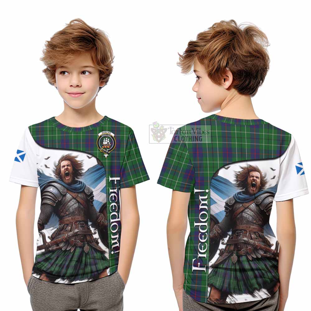 Tartan Vibes Clothing Duncan Crest Tartan Kid T-Shirt Inspired by the Freedom of Scottish Warrior