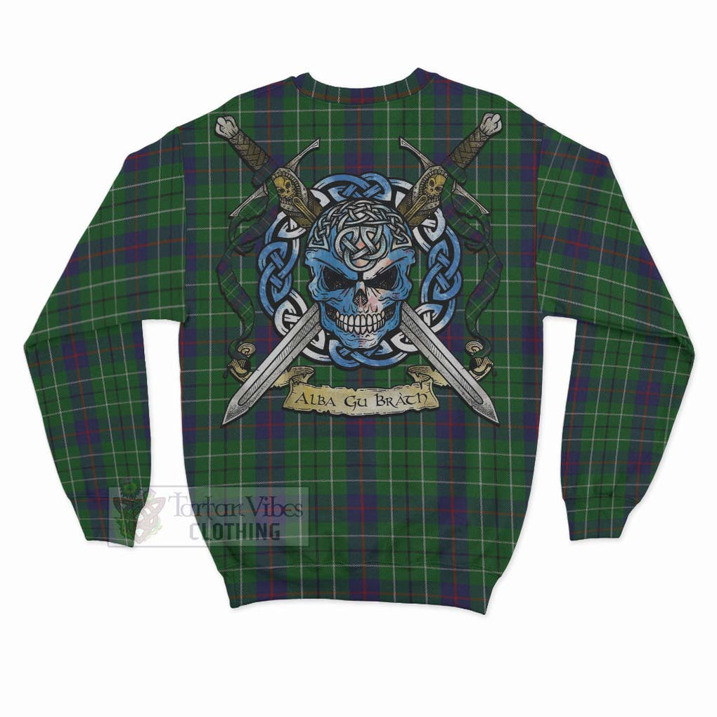 Tartan Vibes Clothing Duncan Tartan Sweatshirt with Family Crest Celtic Skull Style