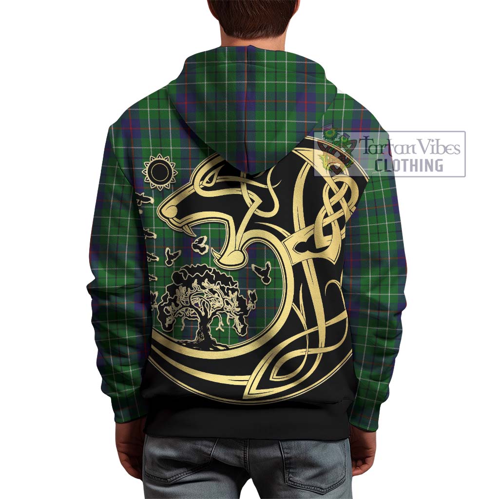 Tartan Vibes Clothing Duncan Tartan Hoodie with Family Crest Celtic Wolf Style