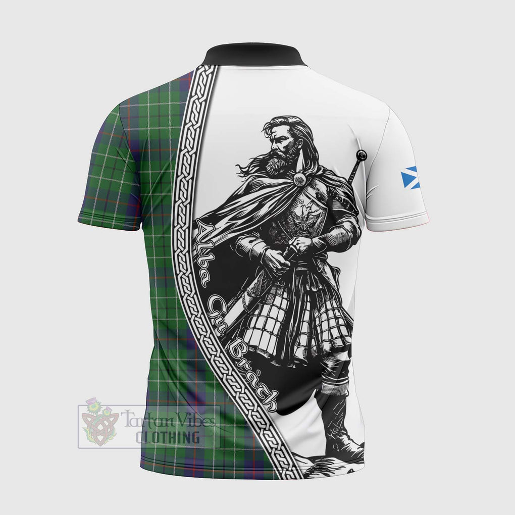 Tartan Vibes Clothing Duncan Tartan Clan Crest Zipper Polo Shirt with Highlander Warrior Celtic Style