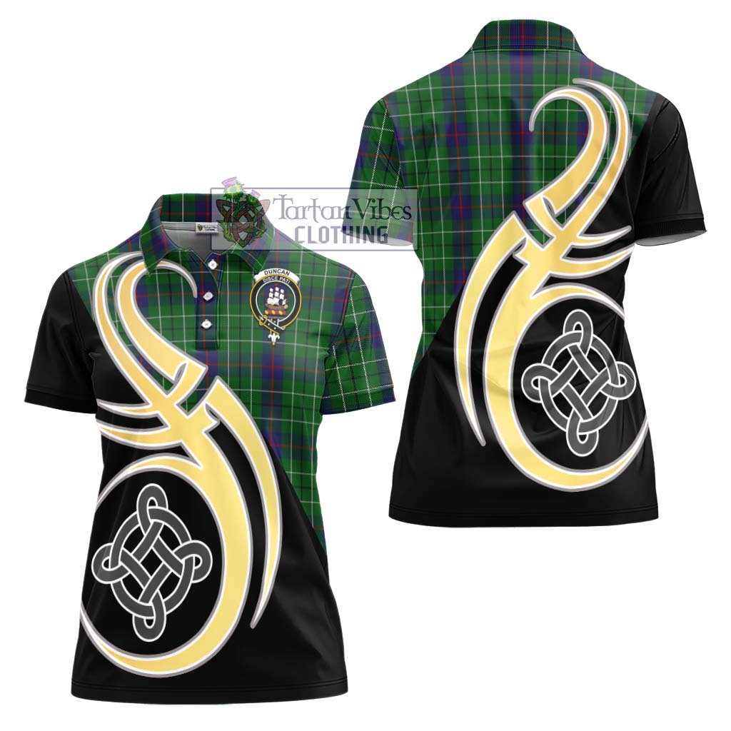 Duncan Tartan Women's Polo Shirt with Family Crest and Celtic Symbol Style - Tartan Vibes Clothing