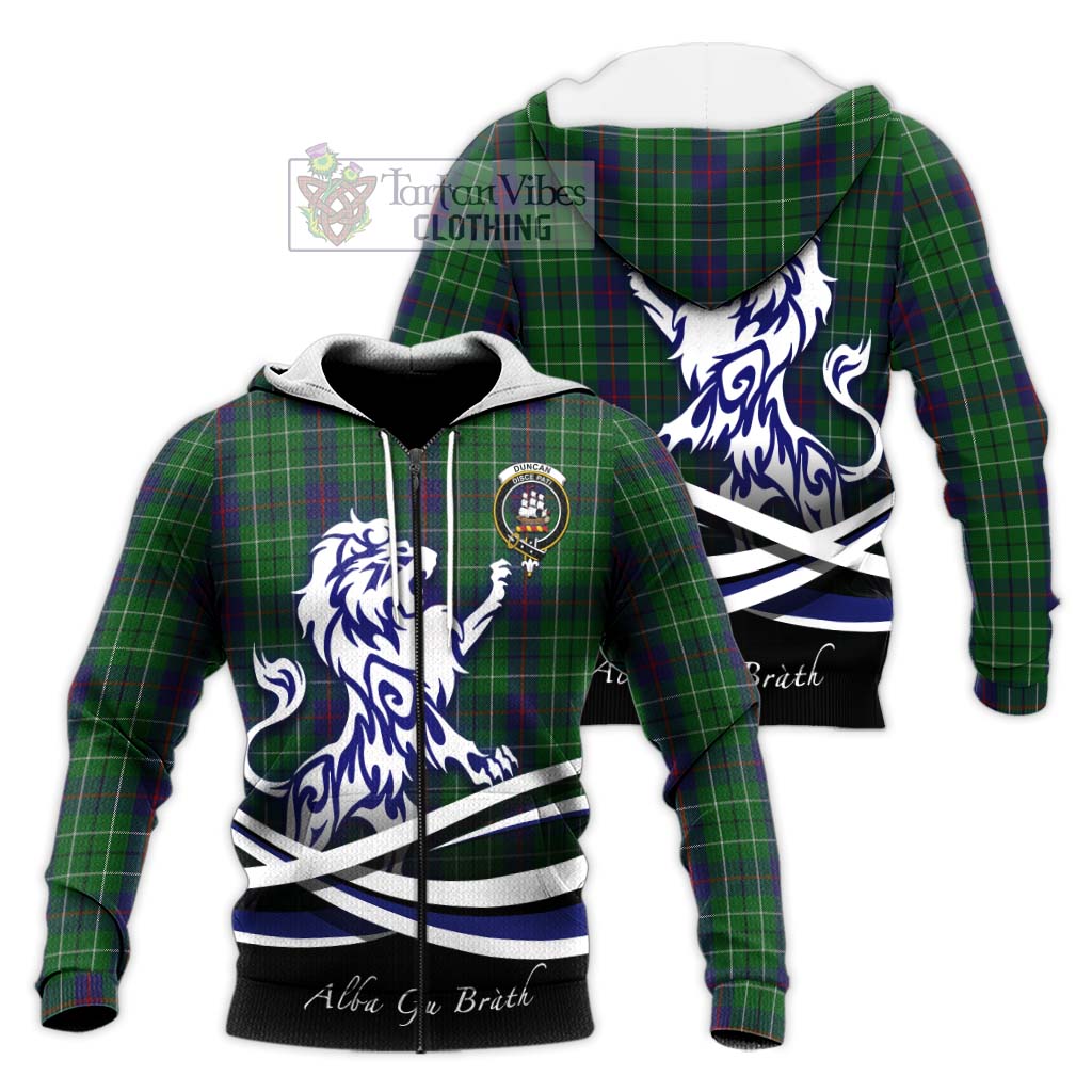 Tartan Vibes Clothing Duncan Tartan Knitted Hoodie with Alba Gu Brath Regal Lion Emblem