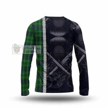 Duncan Tartan Long Sleeve T-Shirt with Family Crest Cross Sword Thistle Celtic Vibes