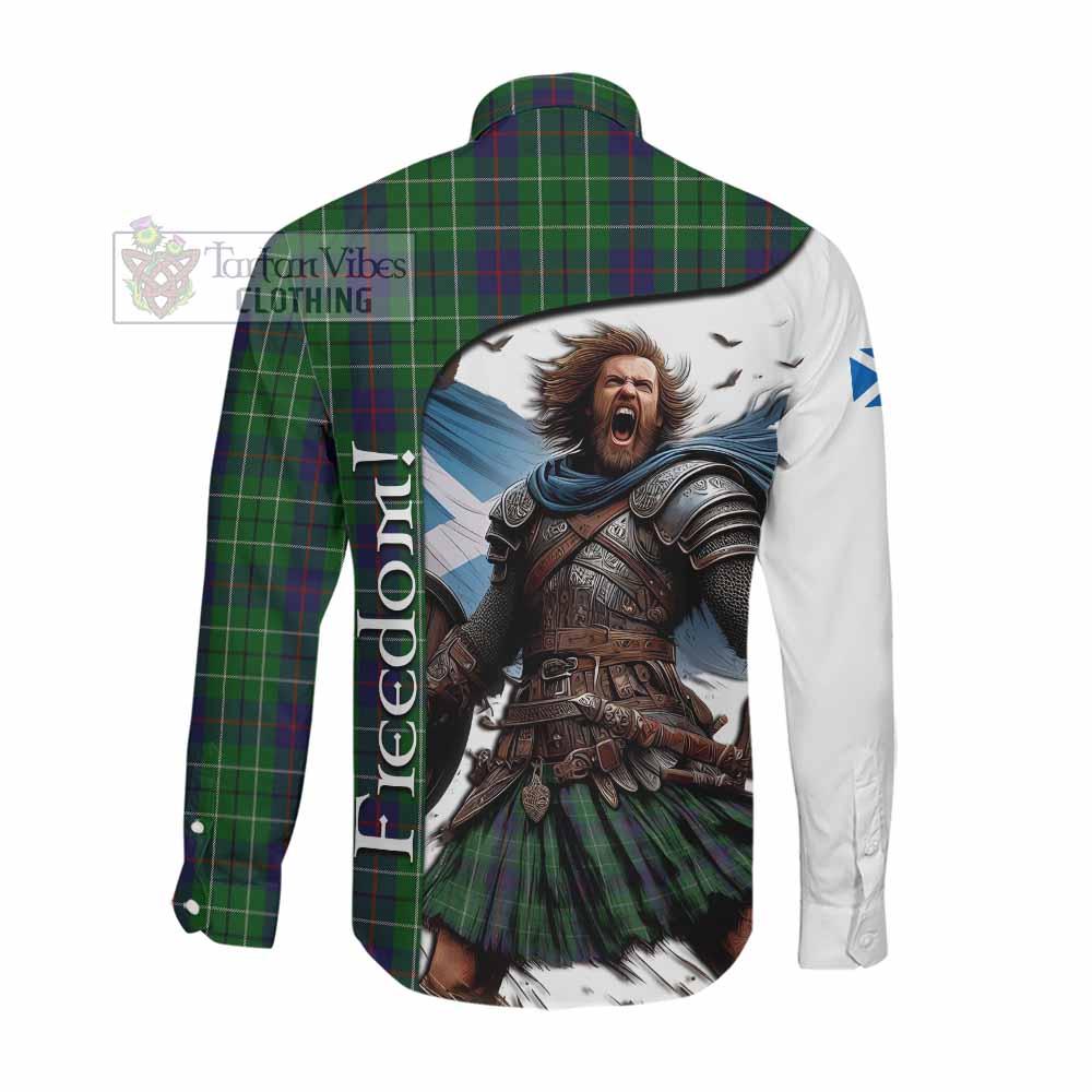 Tartan Vibes Clothing Duncan Crest Tartan Long Sleeve Button Shirt Inspired by the Freedom of Scottish Warrior