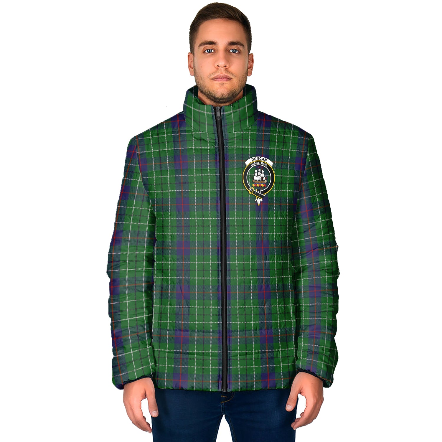 Duncan Tartan Padded Jacket with Family Crest - Tartanvibesclothing