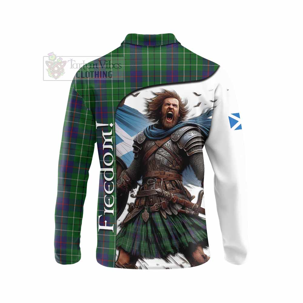 Tartan Vibes Clothing Duncan Crest Tartan Long Sleeve Polo Shirt Inspired by the Freedom of Scottish Warrior