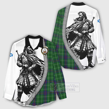 Duncan Tartan Clan Crest Women's Casual Shirt with Highlander Warrior Celtic Style