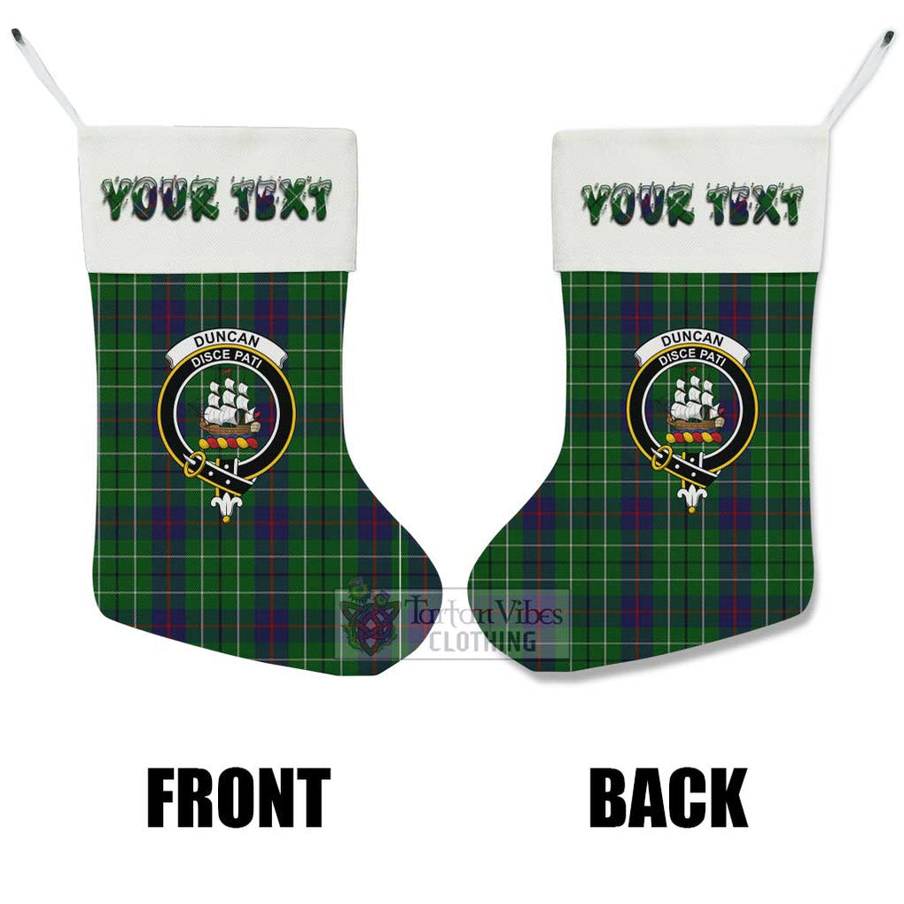 Tartan Vibes Clothing Duncan Tartan Family Crest Christmas Stocking with Personalized Text