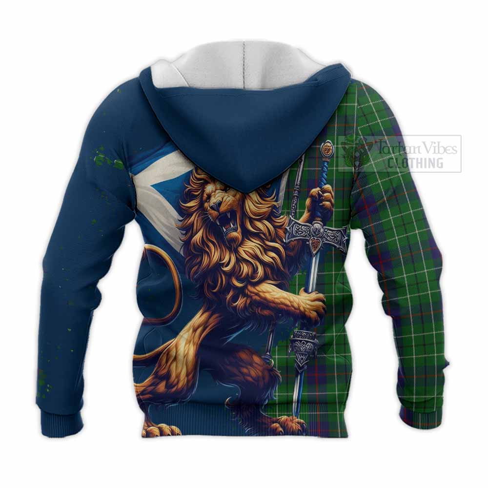 Tartan Vibes Clothing Duncan Tartan Family Crest Knitted Hoodie with Scottish Majestic Lion