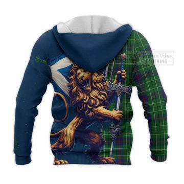 Duncan Tartan Family Crest Knitted Hoodie with Scottish Majestic Lion