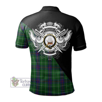 Duncan Tartan Polo Shirt with Family Crest and Military Logo Style