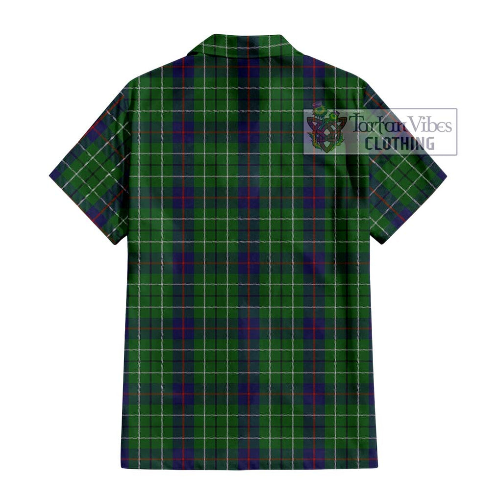 Duncan Tartan Short Sleeve Button Shirt with Family Crest DNA In Me Style - Tartanvibesclothing Shop