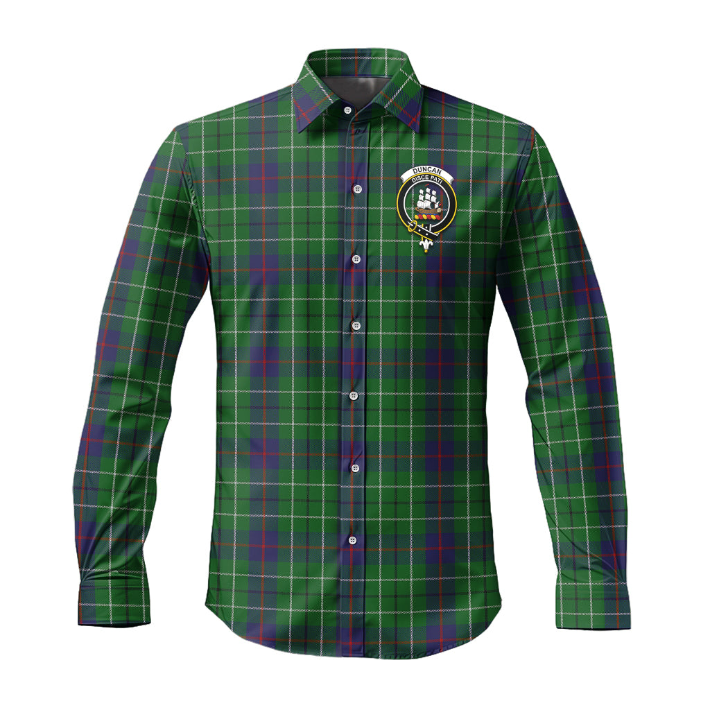 Duncan Tartan Long Sleeve Button Up Shirt with Family Crest Men's Shirt - Tartan Vibes Clothing