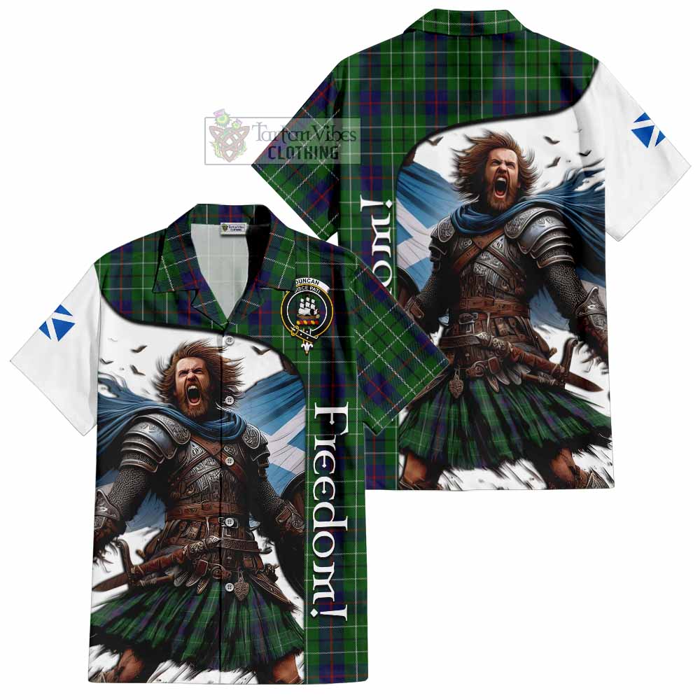 Tartan Vibes Clothing Duncan Crest Tartan Short Sleeve Button Shirt Inspired by the Freedom of Scottish Warrior