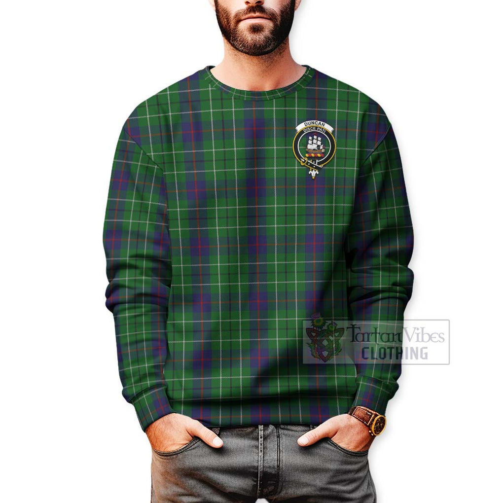 Tartan Vibes Clothing Duncan Tartan Sweatshirt with Family Crest Celtic Skull Style