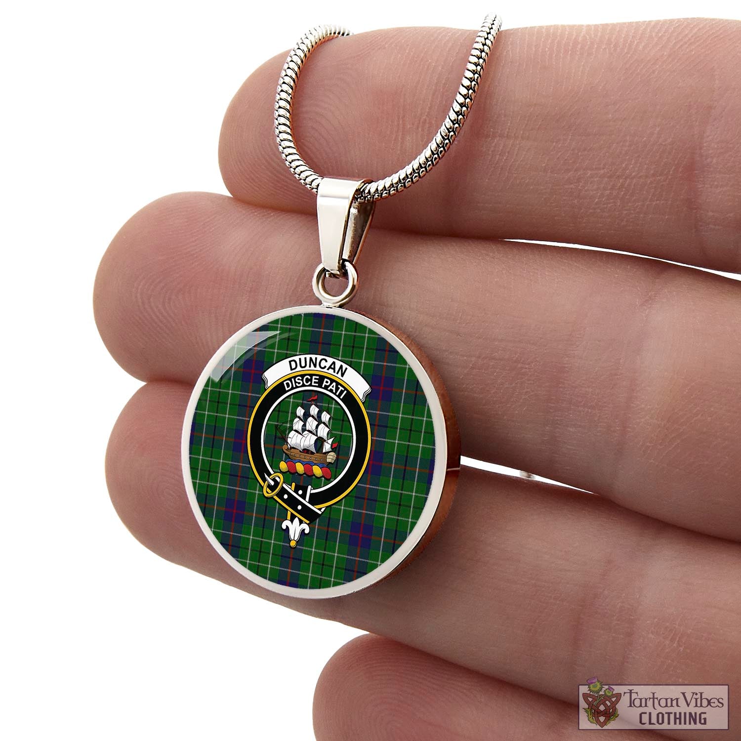 Tartan Vibes Clothing Duncan Tartan Circle Necklace with Family Crest