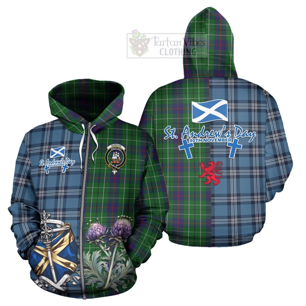 Tartan Vibes Clothing Duncan Tartan Hoodie Happy St. Andrew's Day Half Tartan Style