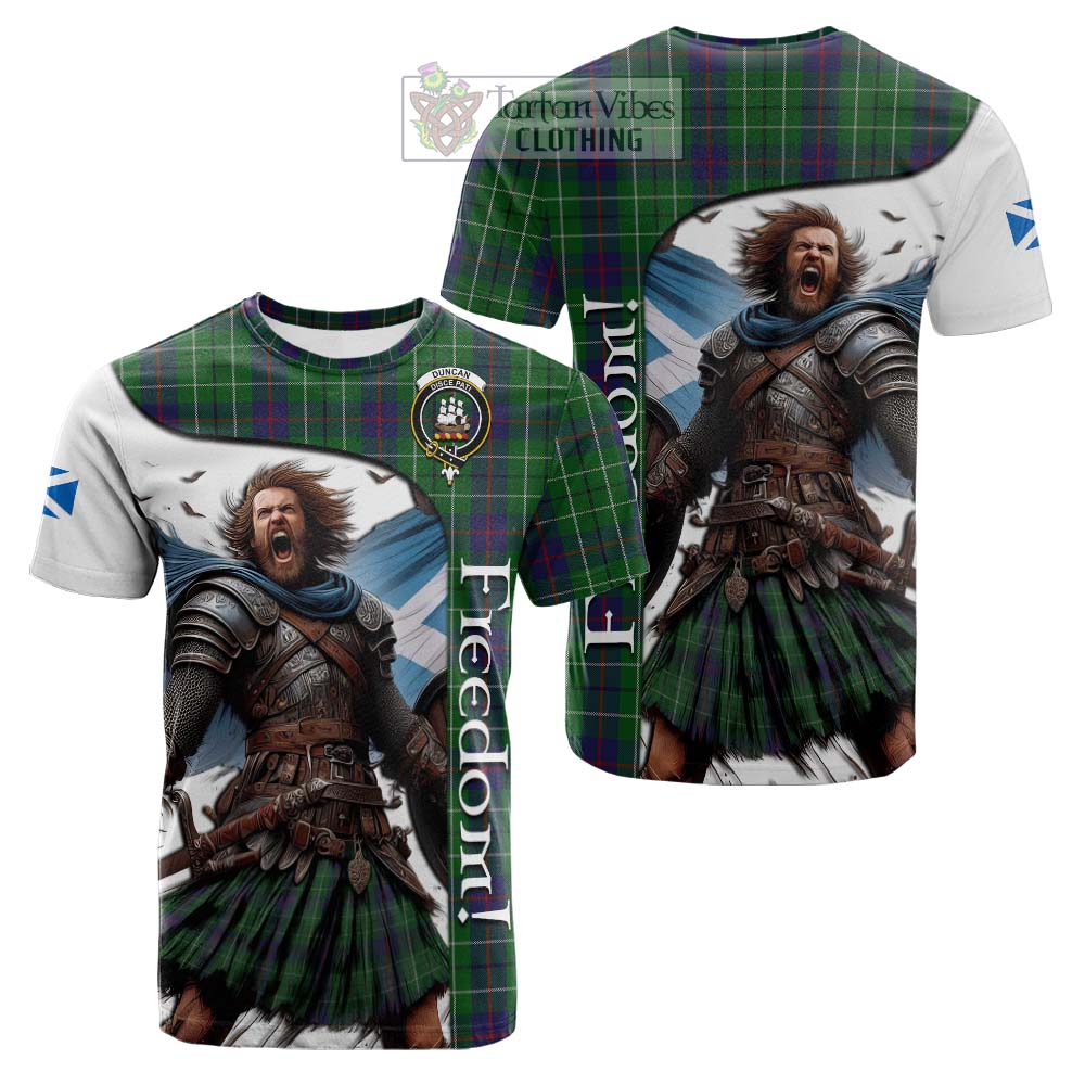 Tartan Vibes Clothing Duncan Crest Tartan Cotton T-shirt Inspired by the Freedom of Scottish Warrior