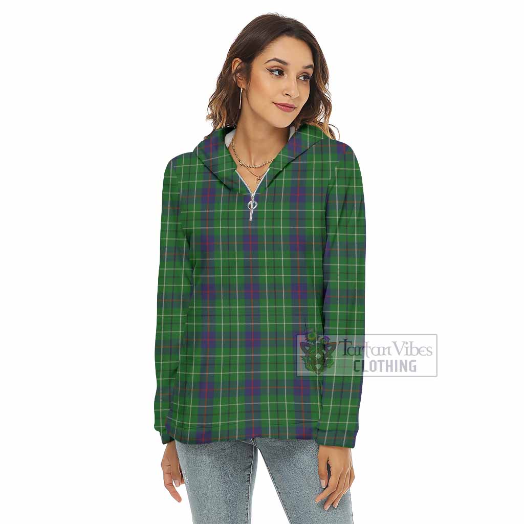 Tartan Vibes Clothing Duncan Tartan Women's Borg  Half Zip Fleece Hoodie