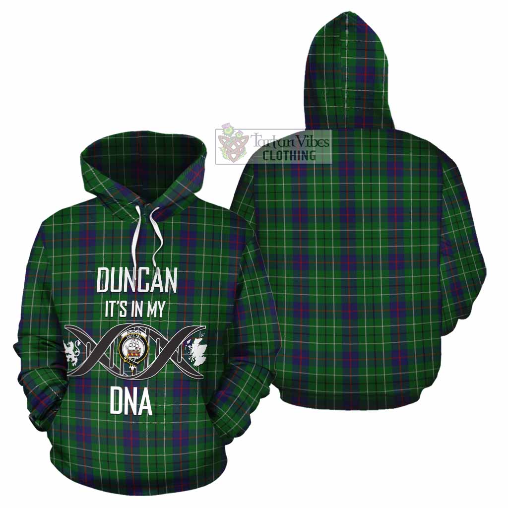 Tartan Vibes Clothing Duncan Tartan Cotton Hoodie with Family Crest DNA In Me Style