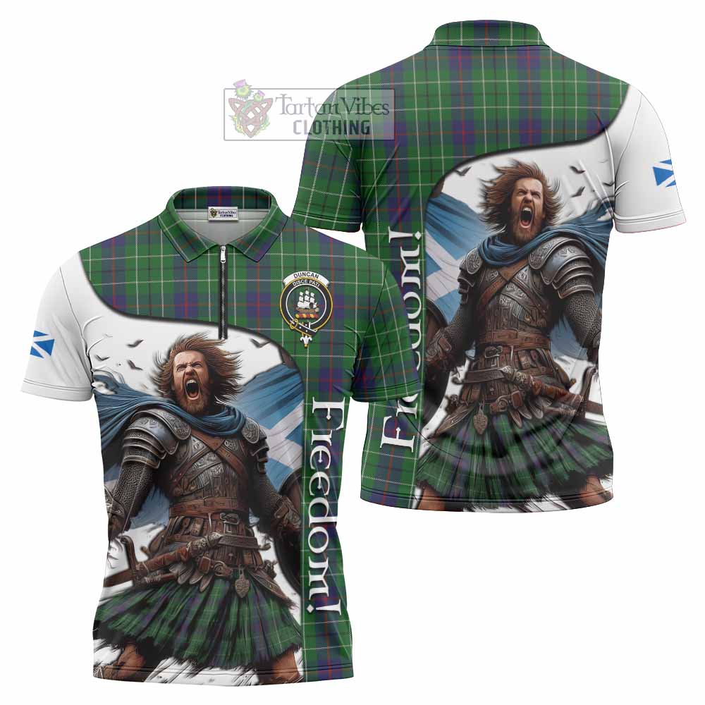 Tartan Vibes Clothing Duncan Crest Tartan Zipper Polo Shirt Inspired by the Freedom of Scottish Warrior