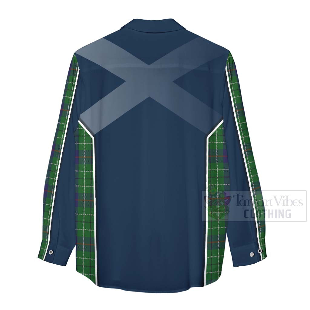 Tartan Vibes Clothing Duncan Tartan Women's Casual Shirt with Family Crest and Scottish Thistle Vibes Sport Style