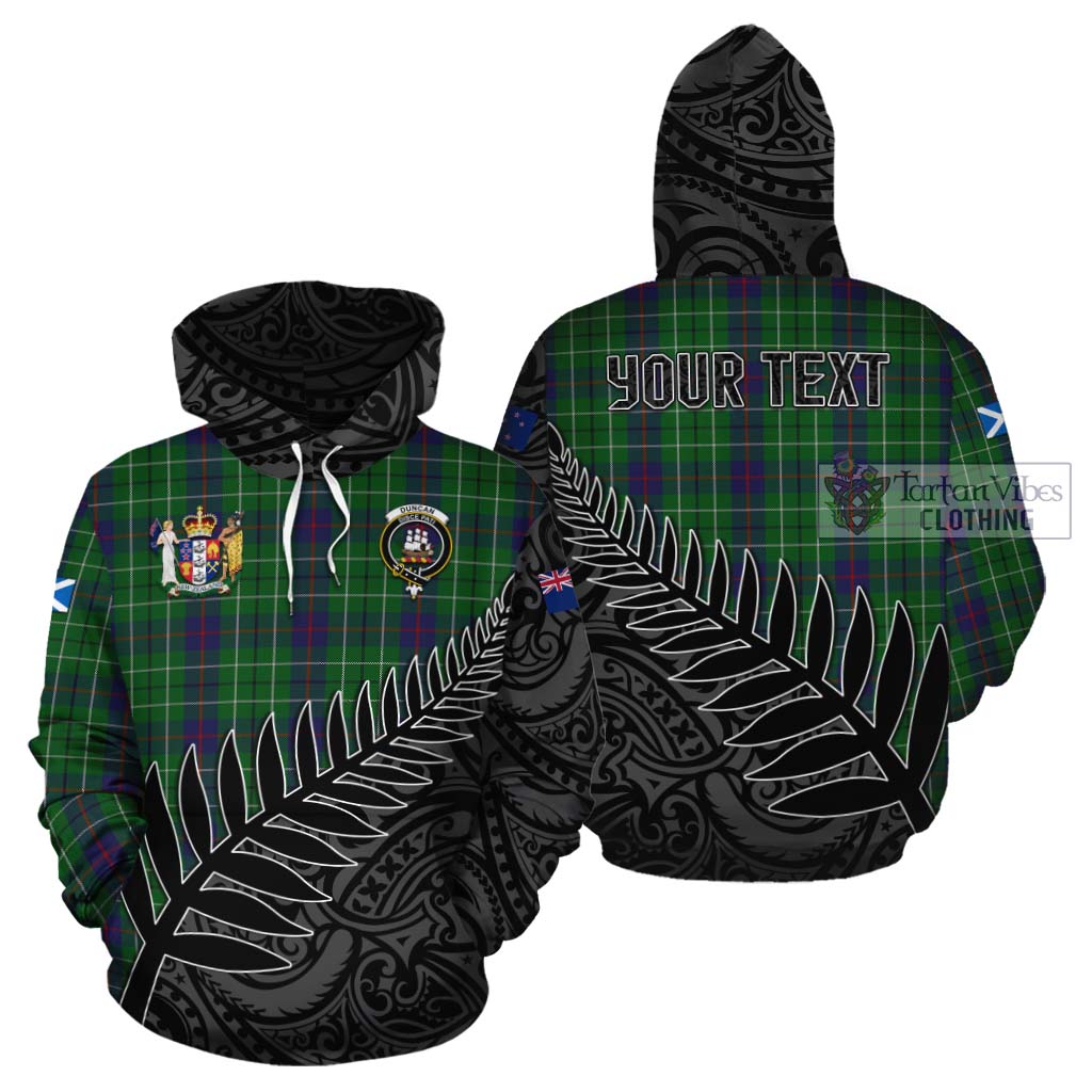 Tartan Vibes Clothing Duncan Crest Tartan Cotton Hoodie with New Zealand Silver Fern Half Style