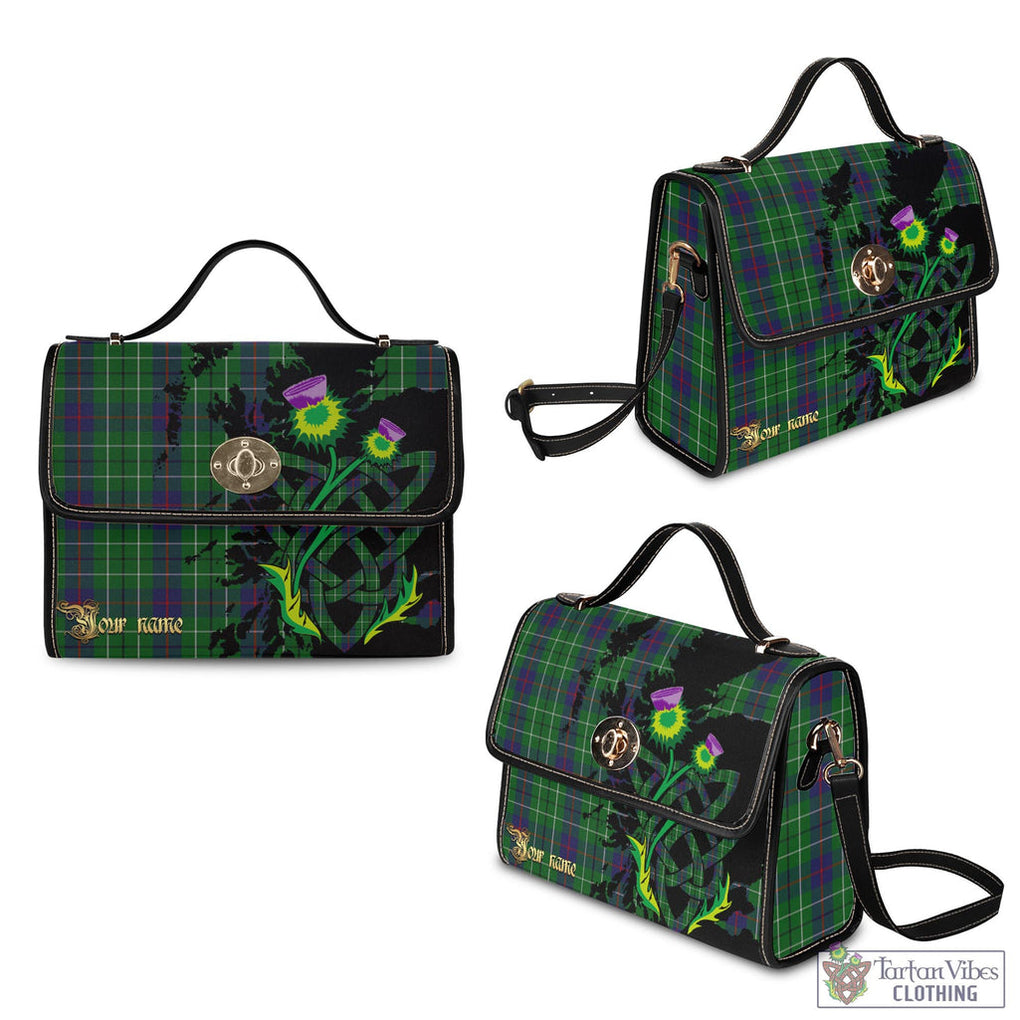 Tartan Vibes Clothing Duncan Tartan Waterproof Canvas Bag with Scotland Map and Thistle Celtic Accents