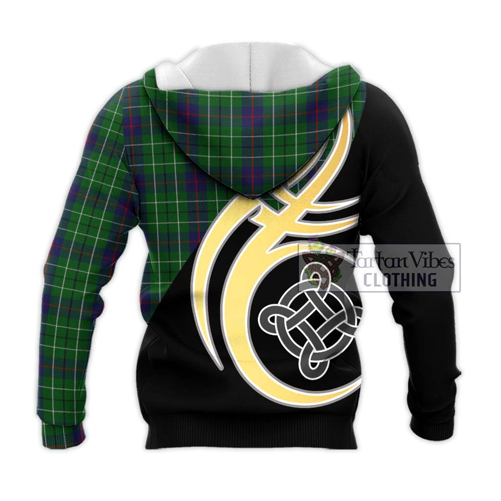 Duncan Tartan Knitted Hoodie with Family Crest and Celtic Symbol Style - Tartan Vibes Clothing