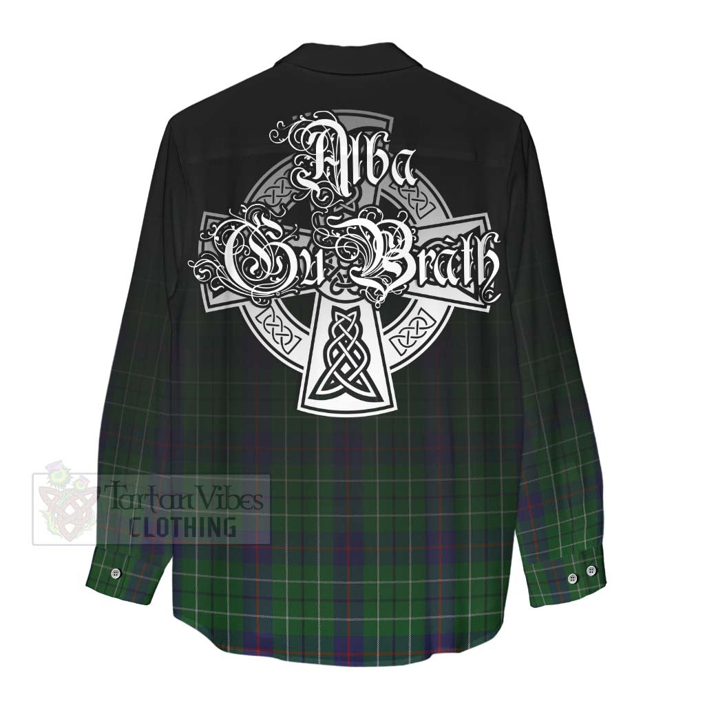 Tartan Vibes Clothing Duncan Tartan Women's Casual Shirt Featuring Alba Gu Brath Family Crest Celtic Inspired